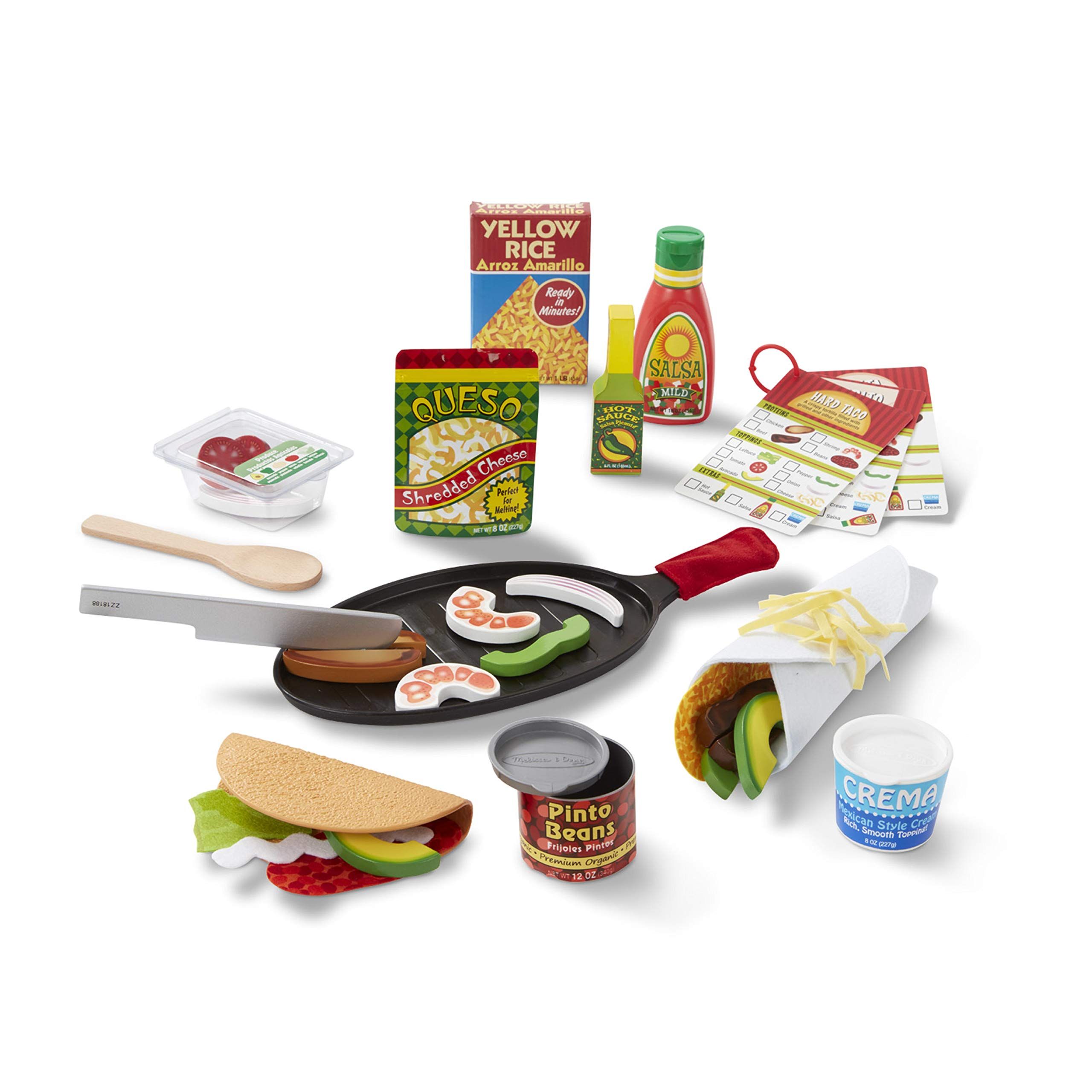 Melissa & Doug Fill & Fold Taco & Tortilla Set, 43 Pieces – Sliceable Wooden Mexican Play Food,... | Amazon (US)