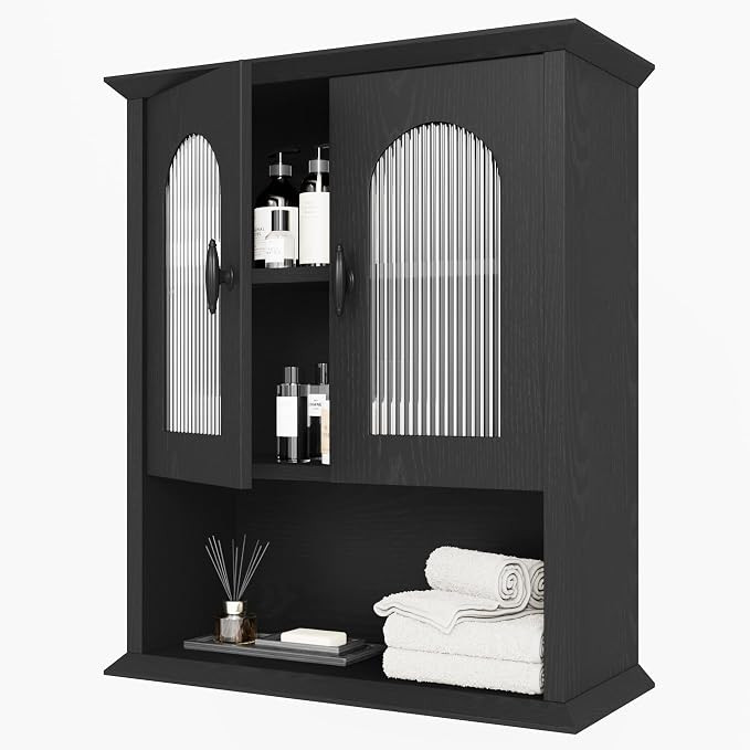 CJL Bathroom Wall Cabinet with Fluted Door, 18.9'' x 23.6'' Medicine Cabinet, Over The Toilet Sto... | Amazon (US)