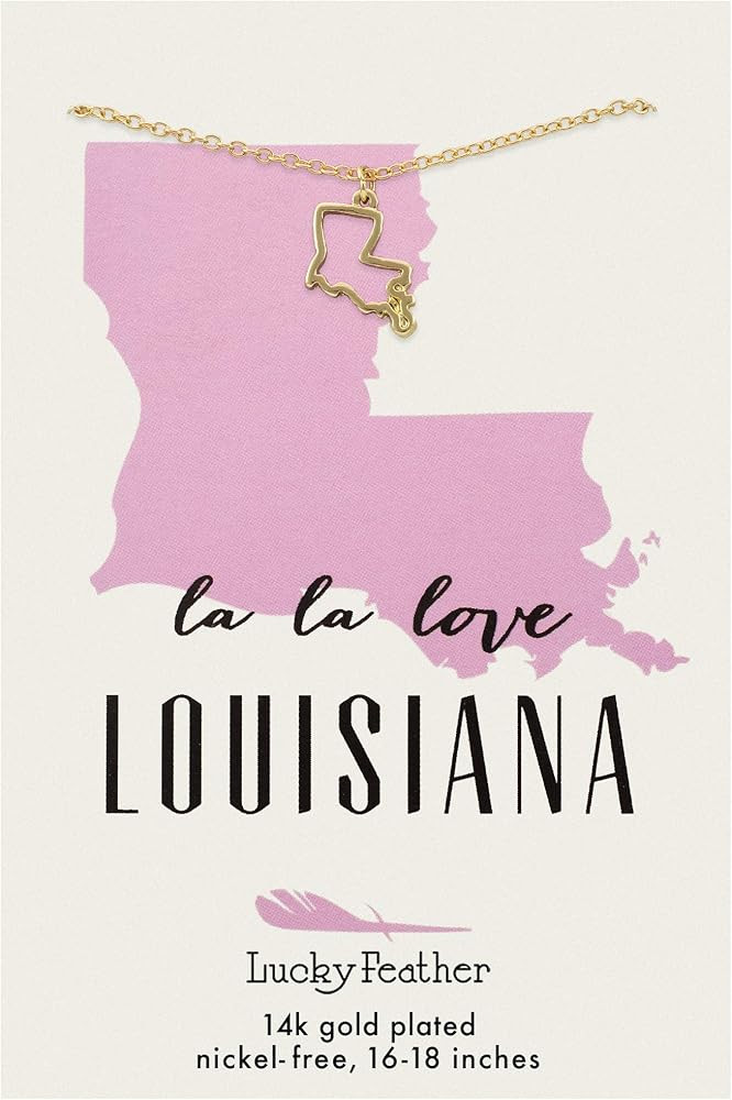 Lucky Feather State Necklace 14K Gold-Dipped Pendant on Adjustable 16”-18” Chain | Amazon (US)