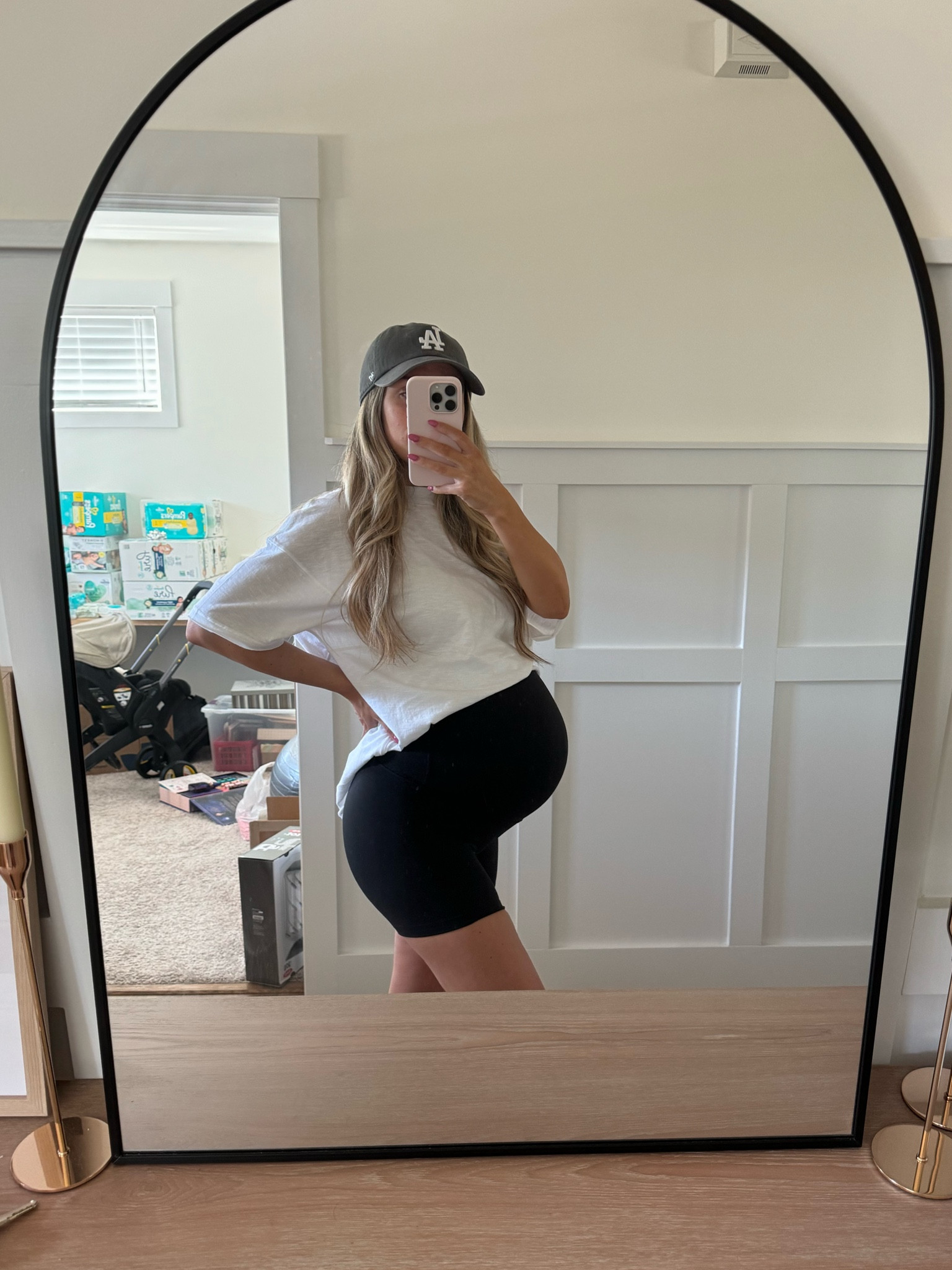 Casual bump style 🫶🏼 these maternity biker shorts are SAVING ME during these hot summer temps! I have the non maternity version too and love love love them 

#LTKStyleTip #LTKBump #LTKFindsUnder50