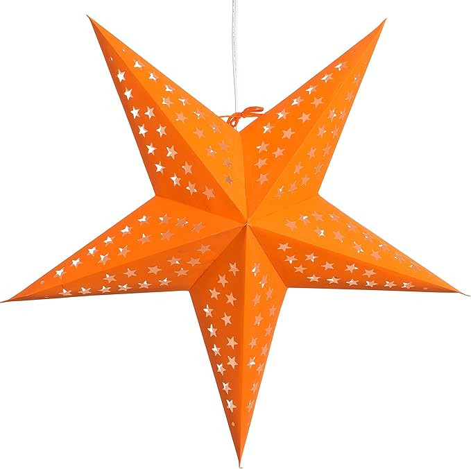 Solid Orange Paper Star Lantern with 12 Foot Power Cord Included | Amazon (US)