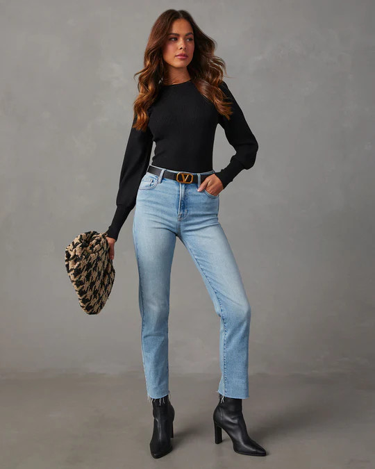 Carsian Ribbed Puff Sleeve Sweater | VICI