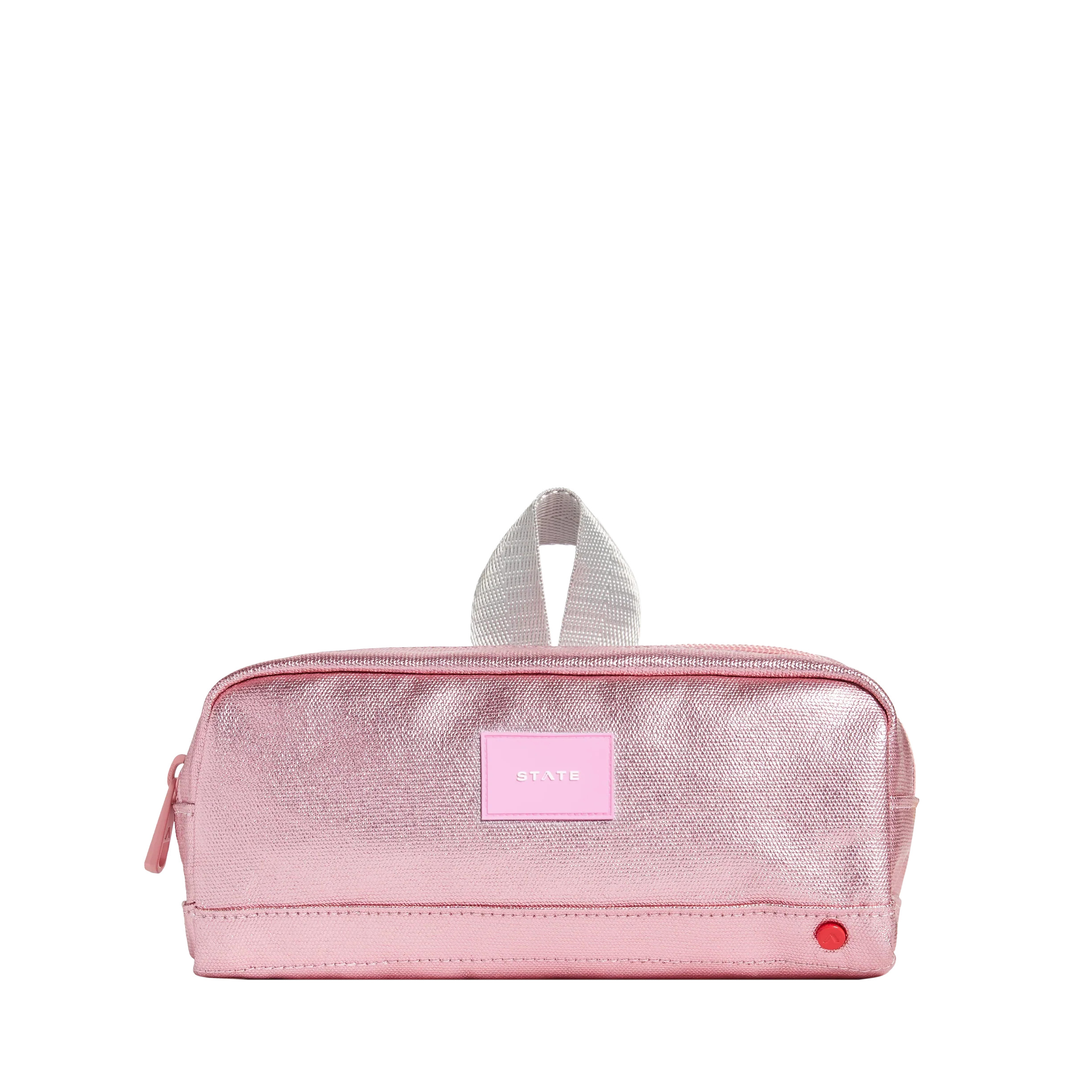 STATE Bags | Clinton Pencil Case Metallic Pink/Silver | STATE Bags