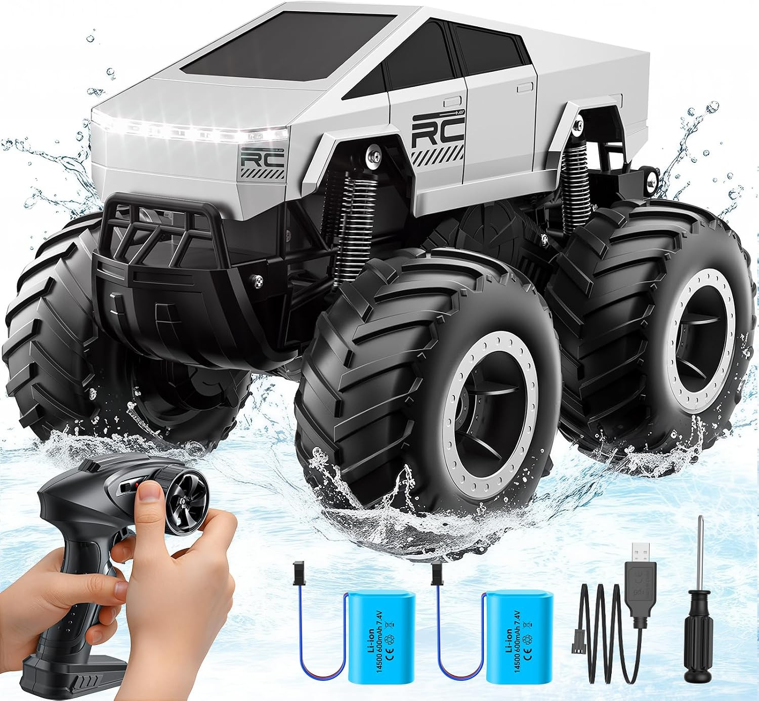 1:16 Scale Remote Control Car Off-Road Pick-up Truck, 4WD Waterproof RC Cars Hobby 2.4GHz Cybertruck Toy for All Terrain, Monster Truck Toys Vehicles Kids Gifts for Boys/Girls Age 6 7 8 9 10-12+ | Amazon (US)
