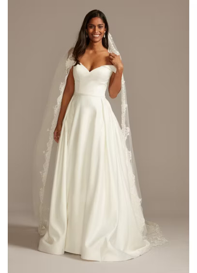 Cathedral Veil with Sequined Lace Appliques | Davids Bridal