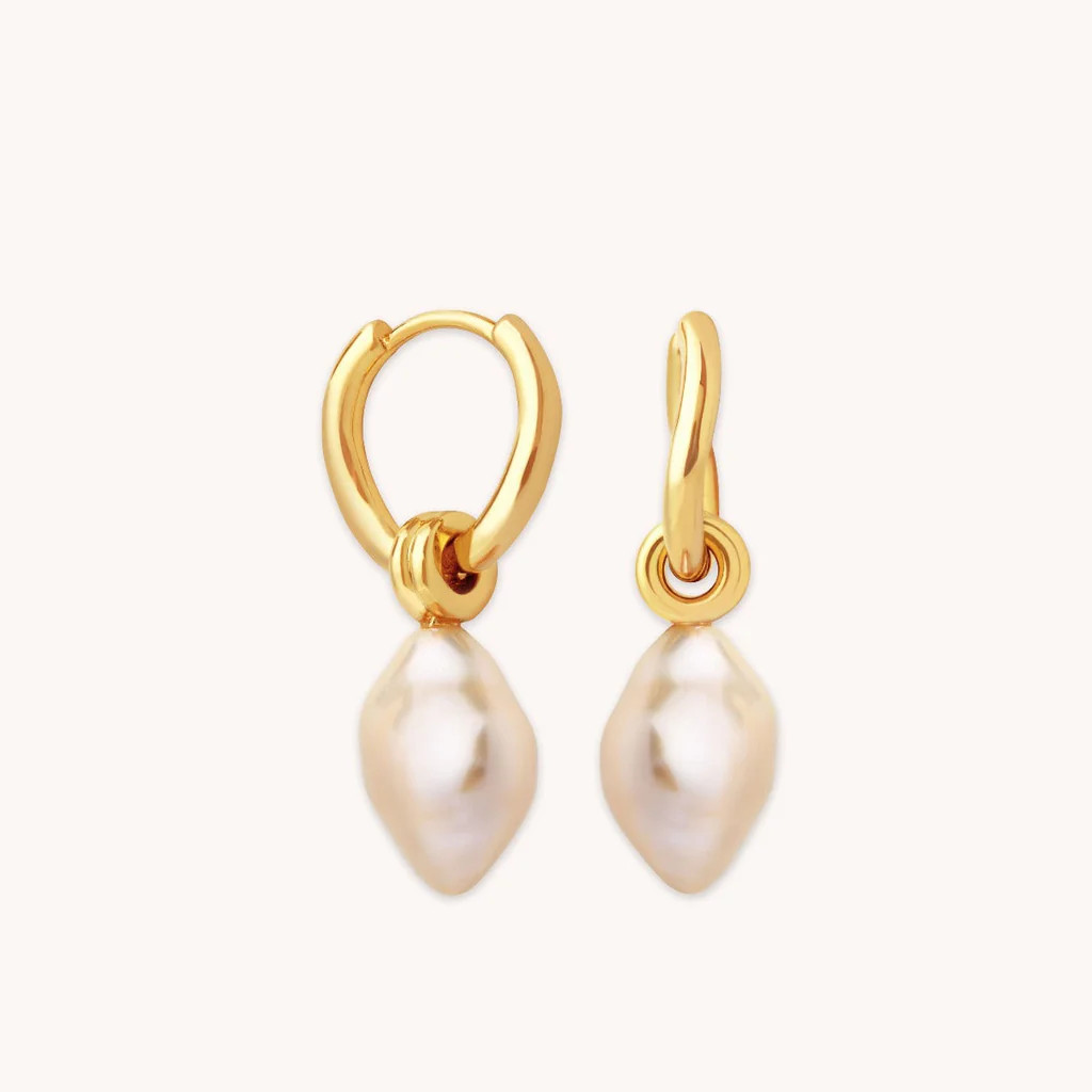 Pink Pearl Hoops in Gold | Astrid and Miyu