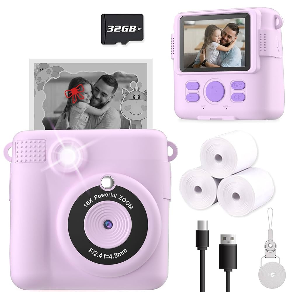 Instant Print Camera for Kids, Christmas Birthday Gifts for Girls Boys, HD Digital Video Cameras ... | Amazon (US)
