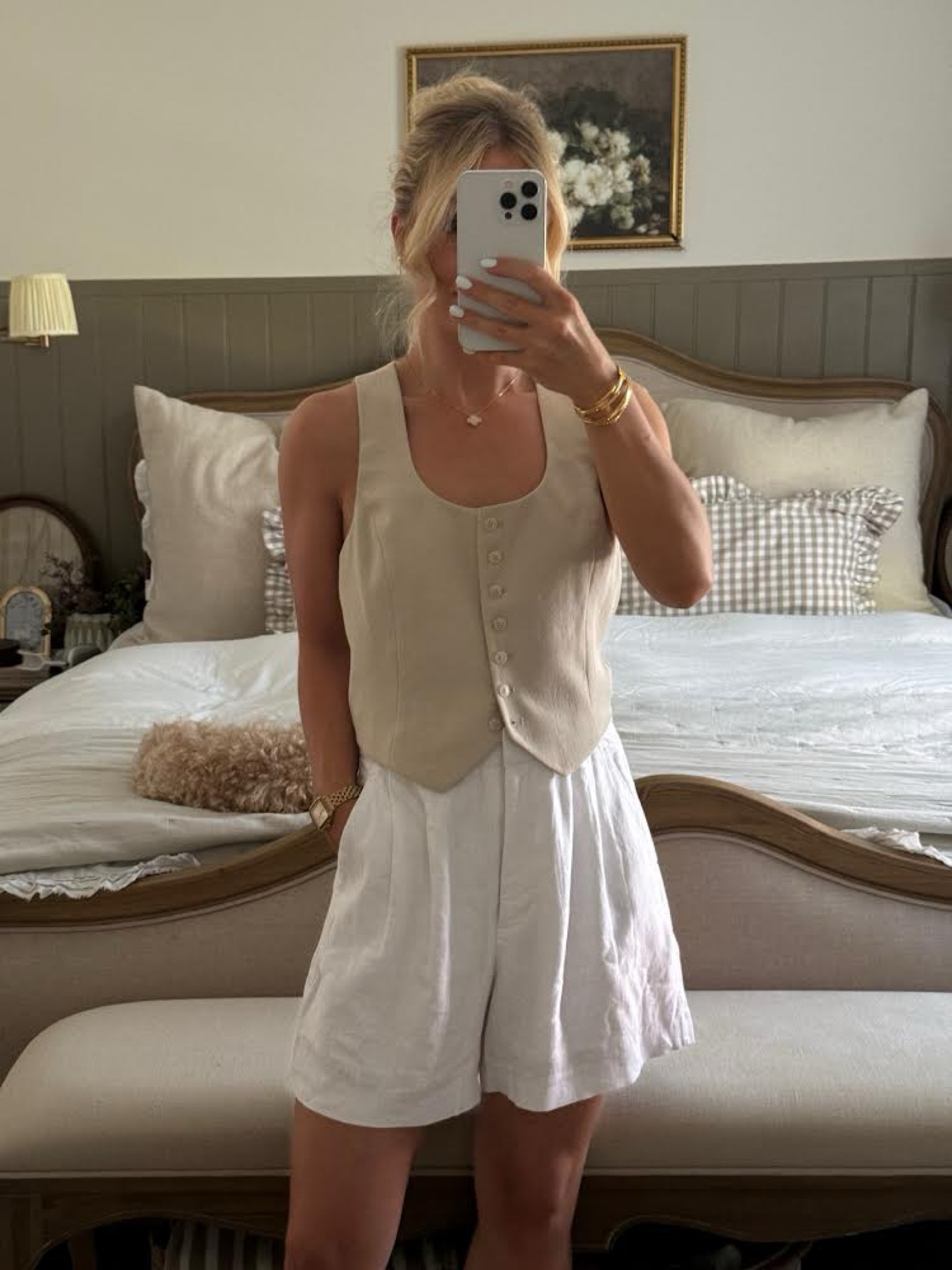 Linen Shorts, A&F, White Shorts, Waistcoat, Summer Outfit, Neutral tones, Casual chic, Summer style, Trendy look, Fashion inspo, Chic and casual

#LTKsummer #LTKstyletip #LTKeurope