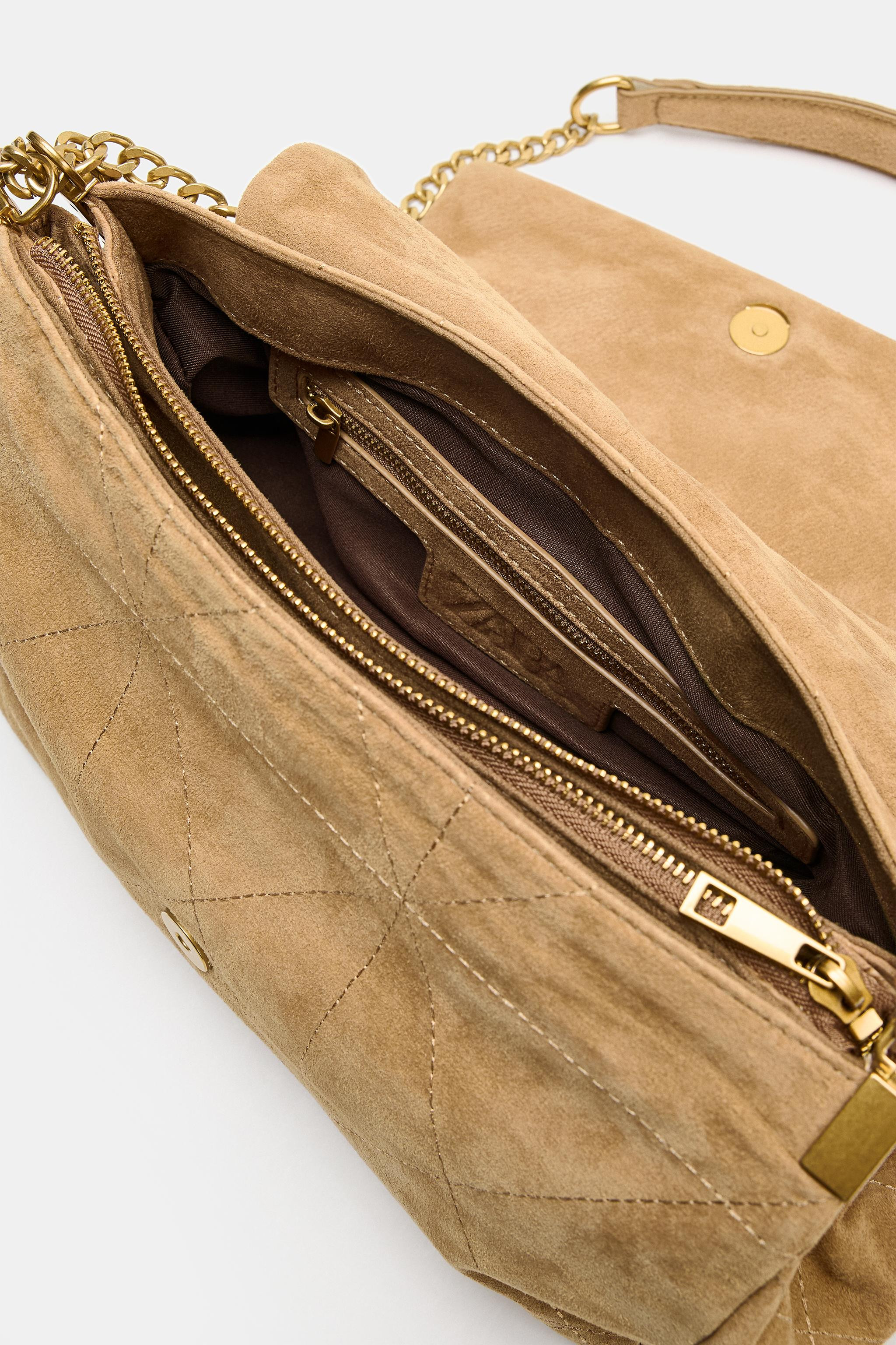 LEATHER FLAP SHOULDER BAG | Zara US