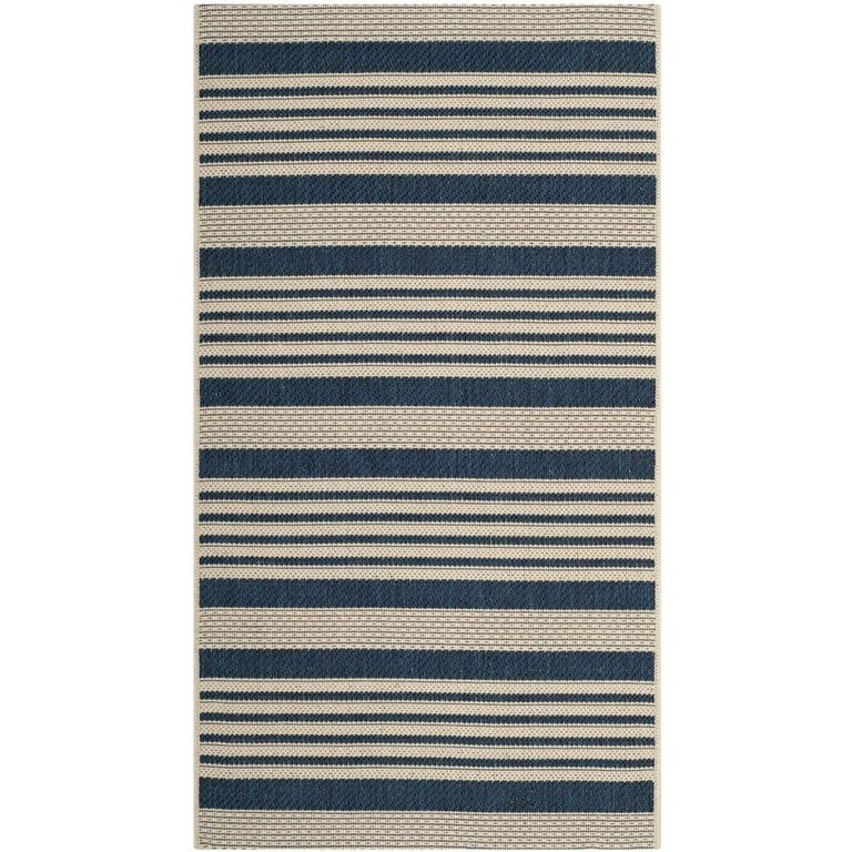 SAFAVIEH Courtyard Caroline Striped Indoor/Outdoor Area Rug, 2' x 3'7", Navy/Beige | Walmart (US)