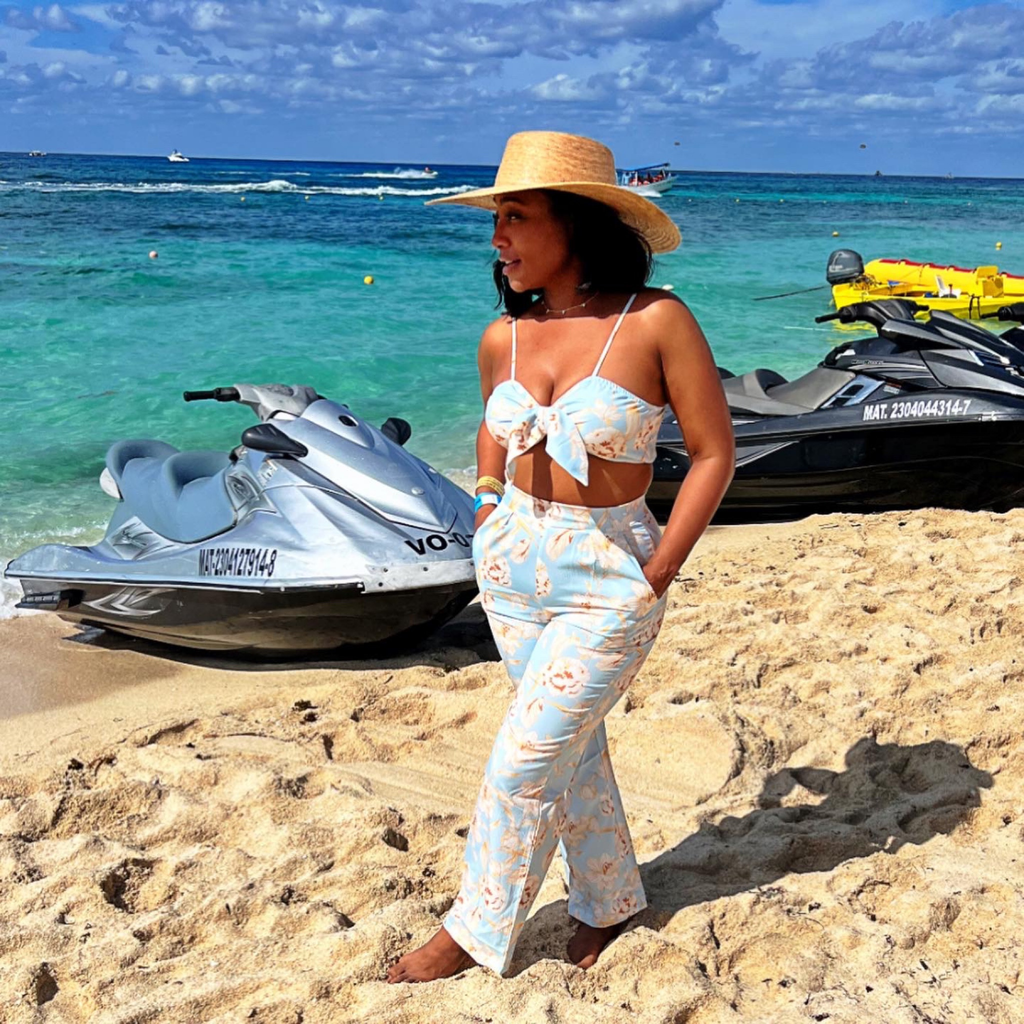 effortlesslychic Palm trees & ocean breeze!
We spent the day at Mr. Sancho's Beach Club and had the best time. My mini was entertained and I was able to relax and watch her enjoy herself.
(2) I have a little secret...
love the beach, but hate the sand. I can't stand that it's soo messy and gets everywhere. I don't like it in my toes either.
Traveling is fun but making sure reservations are confirmed, checking passports to make sure they're not expired, packing, and busy airports can be stressful. Nevertheless, I think it's worth it.
When I'm not able to travel I try to:
• Plan for future travels
• Read travel blogs
• Browse my travel photos or journals
• Create travel videos with content I've already filmed. Not to post but for memories and to share with family.
• Appreciate all the places l've visited before.
I'm convinced beach davs are the best days.
Therefore I will >
Eat.
Beach.
Sleep.
Repeat
Until further notice.
#sets
#coordinates
#suits
#beachwear
#poollook
#pantsset

#FashionEnsemble #TrendyTwos #ChicCoord #StyleDuo #TwoPieceLook #FashionSet #CoordinateStyle #MatchingSets #OutfitGoals #StylePairing #2PieceTrend #FashionCombo #DressedInDuos #SetStyle #TwinningFashion #PerfectPairing #FashionCoordination #DoubleTroubleStyle #OnPointSets #StyledSets

#LTKtravel #LTKover40 #LTKfindsunder50