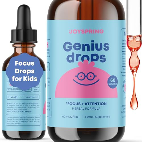 JoySpring Organic Brain Supplement for Kids – Attention and Focus Drops with Ginkgo Biloba – Nootropics Brain Support for Kids and Teens – Clinically Tested Formula | Amazon (US)