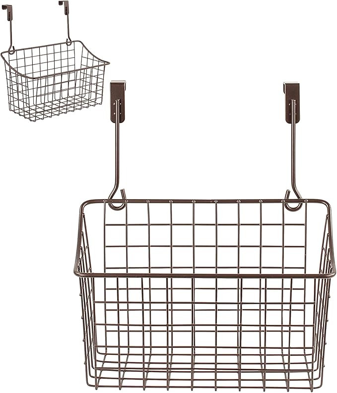Spectrum Medium Cabinet Door Wire Basket Grid Over Cabinet Organizer Bronze, Hanging Over Cabinet... | Amazon (US)