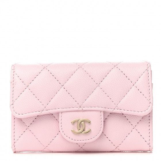 CHANEL Caviar Quilted Flap Card Holder Wallet Light Pink | Fashionphile