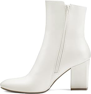 mysoft Women's GoGo Ankle Boots Square Toe Side Zipper Chunky Block Heel Mid Calf Low Heeled Shor... | Amazon (US)