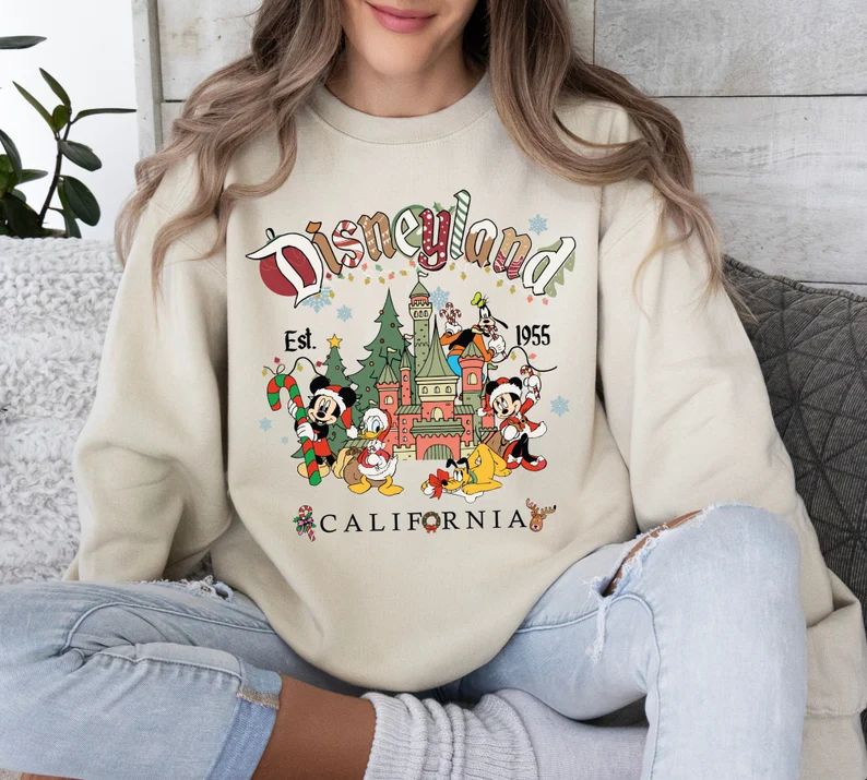 Vintage Disneyland Christmas Sweatshirt, Mickey and Friends Christmas Sweatshirt, Disneyland Swea... | Etsy (US)