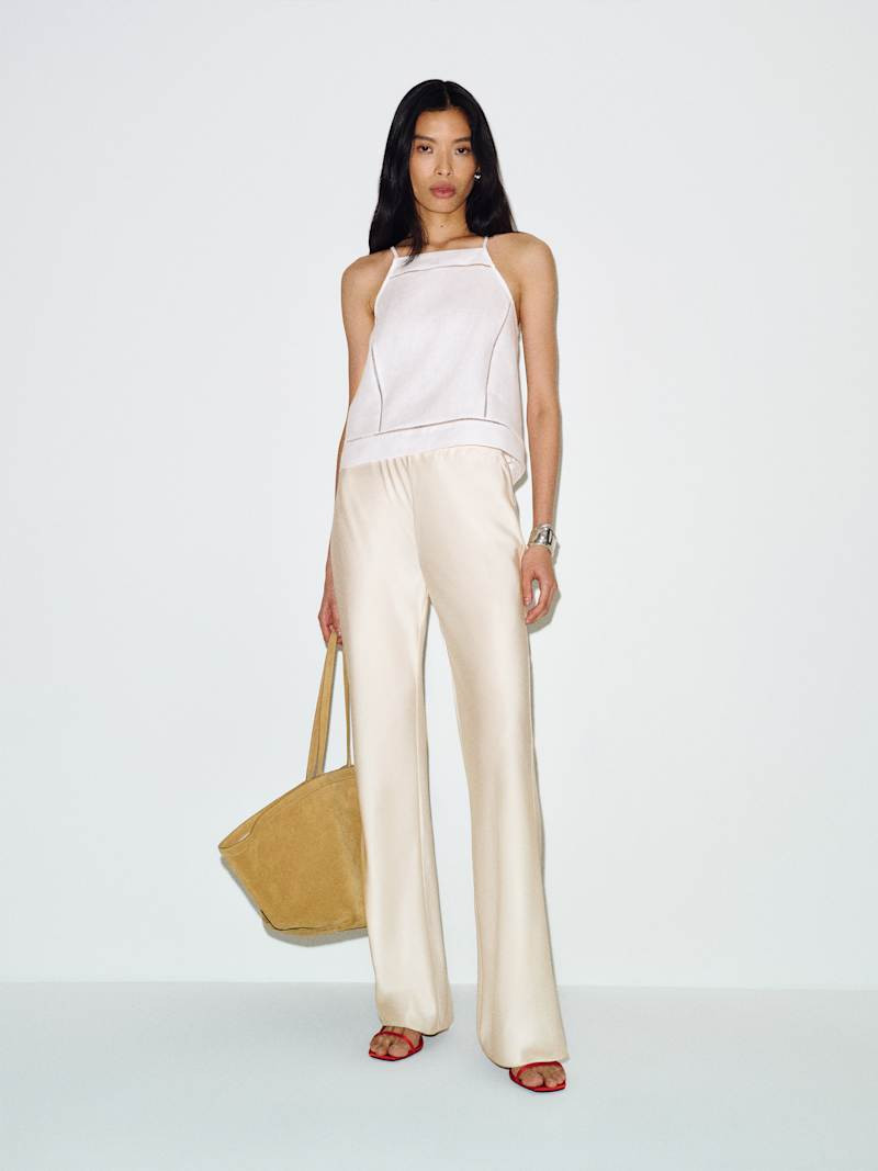 Gale Satin Mid Rise Long Pant | Reformation (Global)
