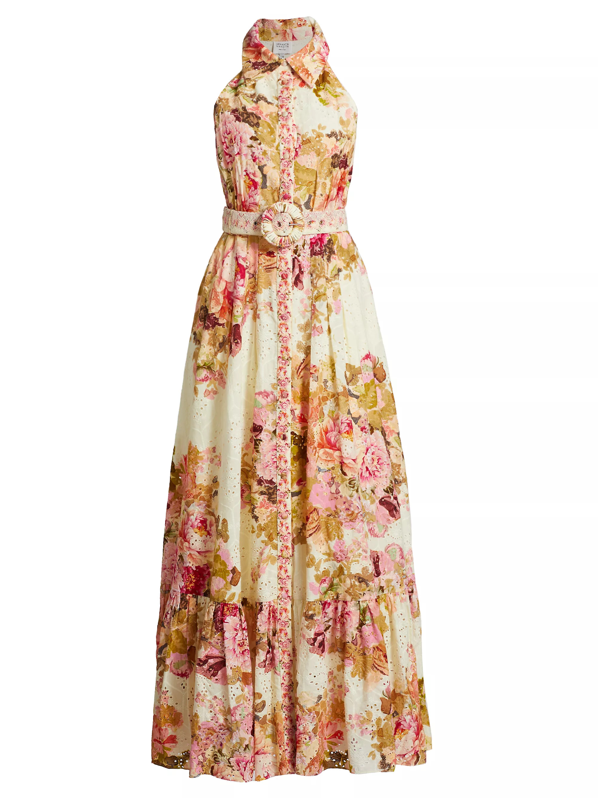 Sama Floral Cotton Belted Maxi Shirtdress | Saks Fifth Avenue