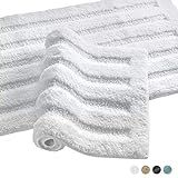 Seavish Luxury White Bath Rug, 15.7 X 23.6 Inches Striped Shaggy Bathroom Rugs,Non Slip Dry Fast Wat | Amazon (US)