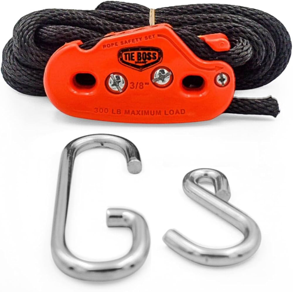 Tie Boss - 3/8 Inch, Heavy Duty, (300 lbs Working Load Limit), Weather Resistant, Tie Down, Rope ... | Amazon (US)