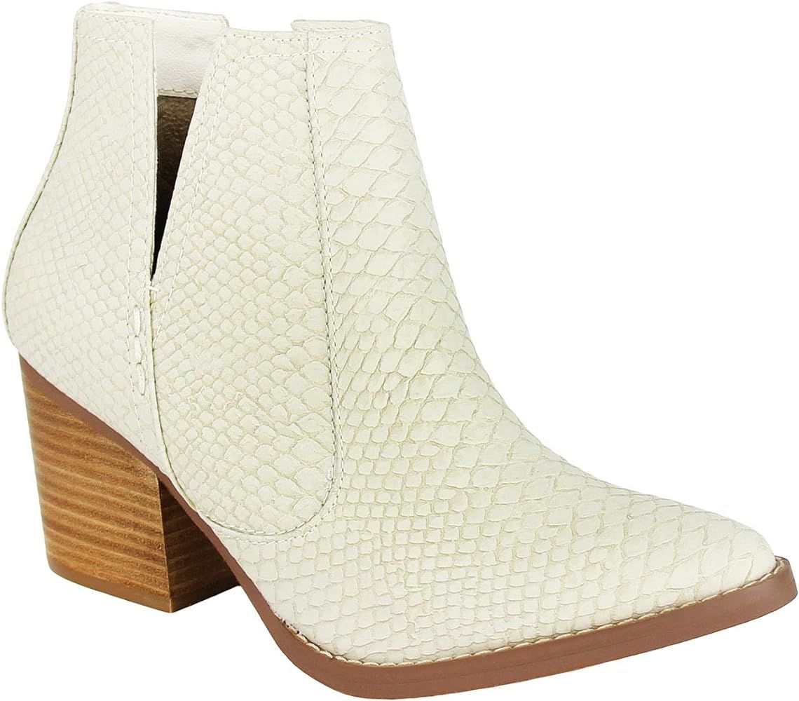 Amazon.com | Not Rated Tarim Heeled V-Cut Bootie in Cream Snake, 8.0 | Ankle & Bootie | Amazon (US)