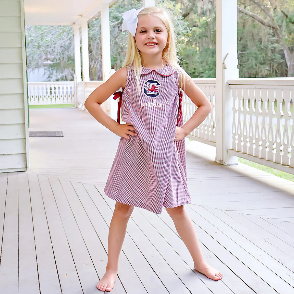 South Carolina Embroidered Maroon Dress | Classic Whimsy