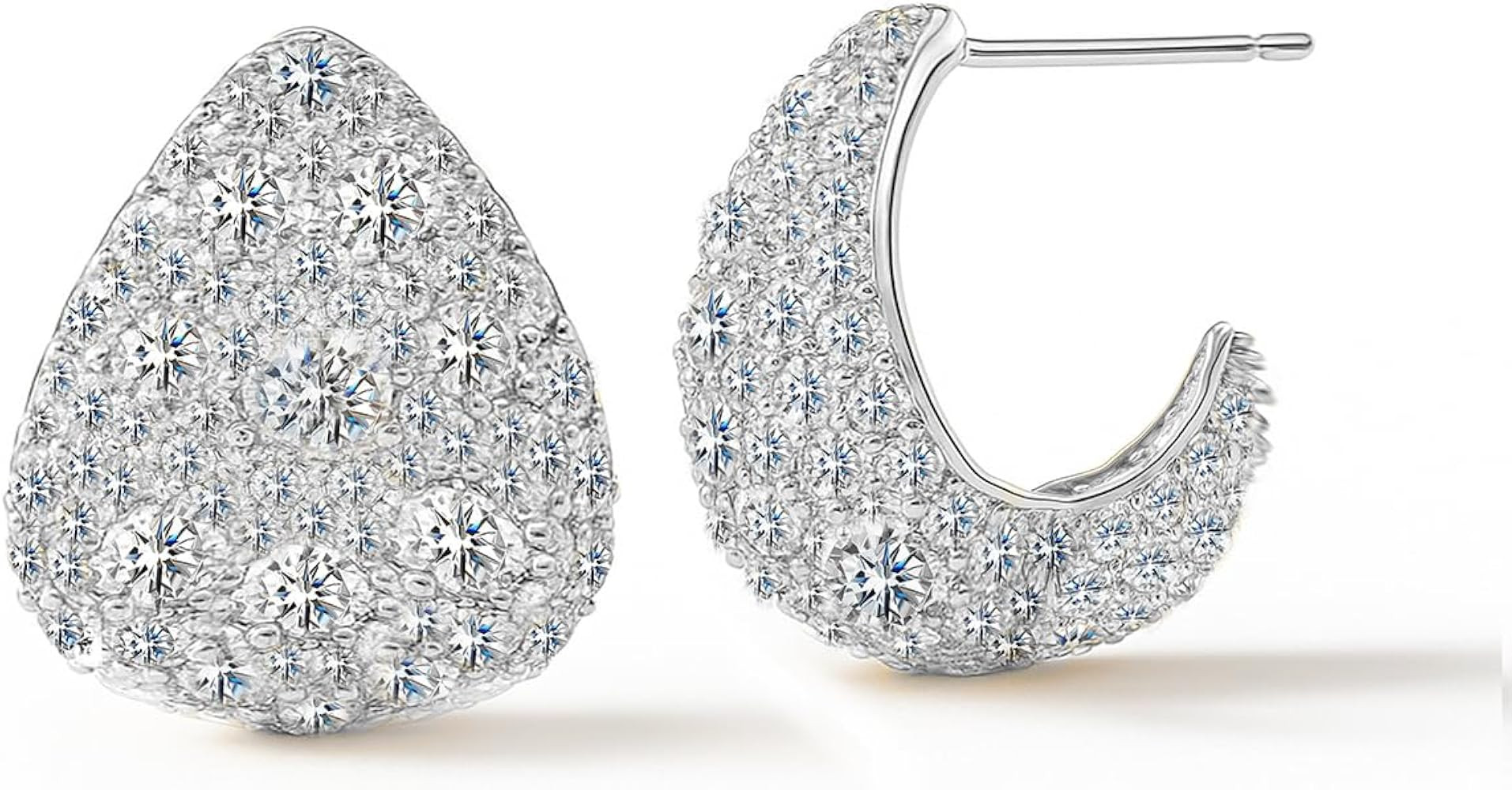 Altitude Boutique CZ Wide Teardrop Pavé Drop Dangle Earrings | 14K Gold-Plated or Rhodium-Plated... | Amazon (US)