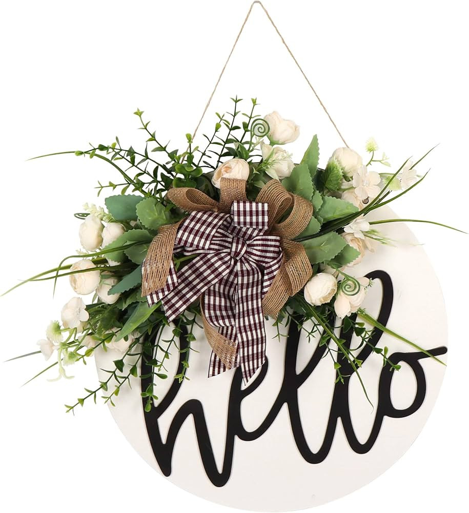 Welcome sign for front door Round Wood Sign Hanging Welcome Sign for Farmhouse porch Spring Welco... | Amazon (US)