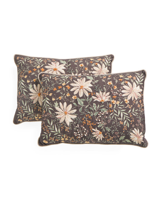 2pk 14x20 Floral Embroidered Pillows | TJ Maxx