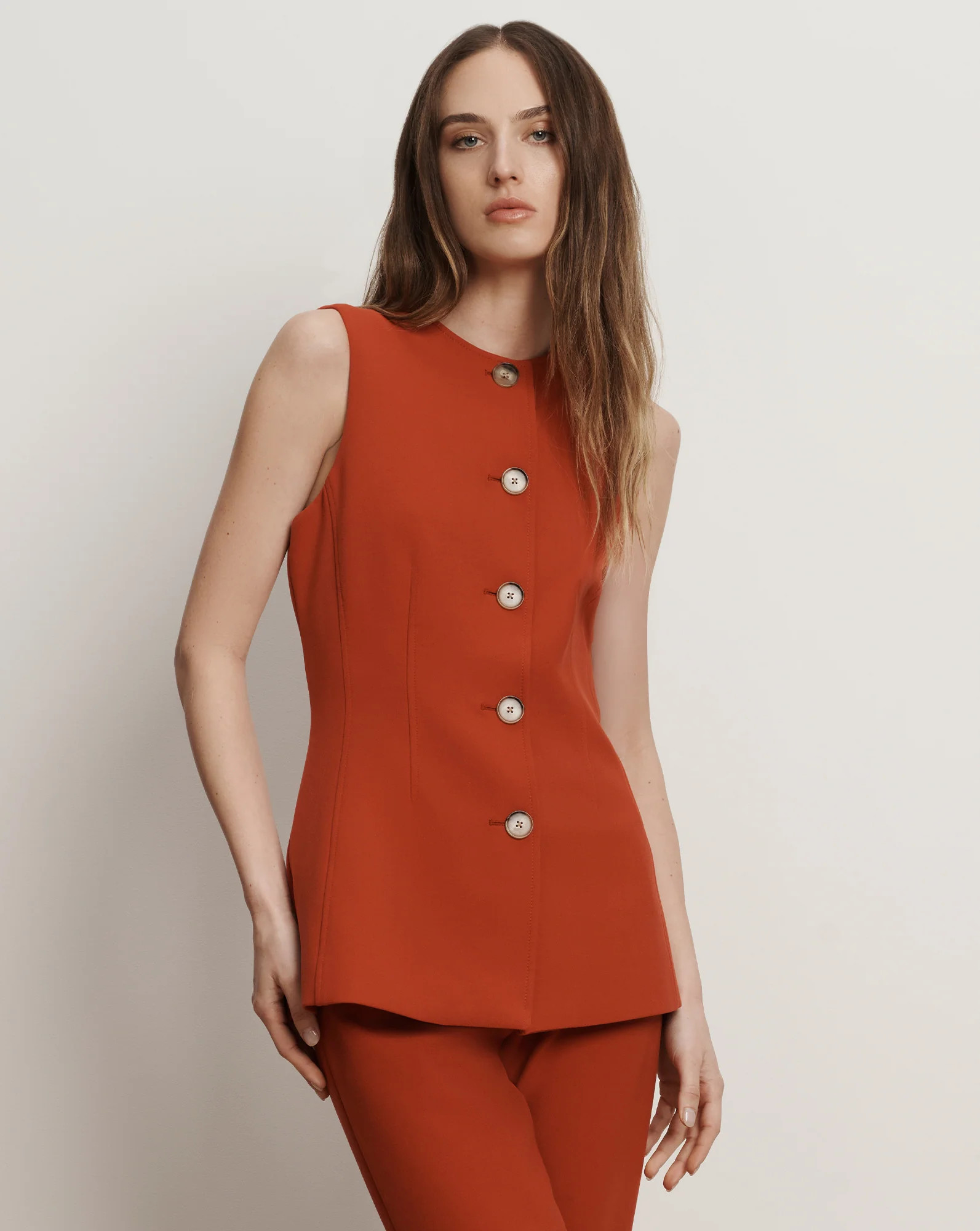Veronica Beard Jessup Tailored Vest Carnelian Red | Veronica Beard