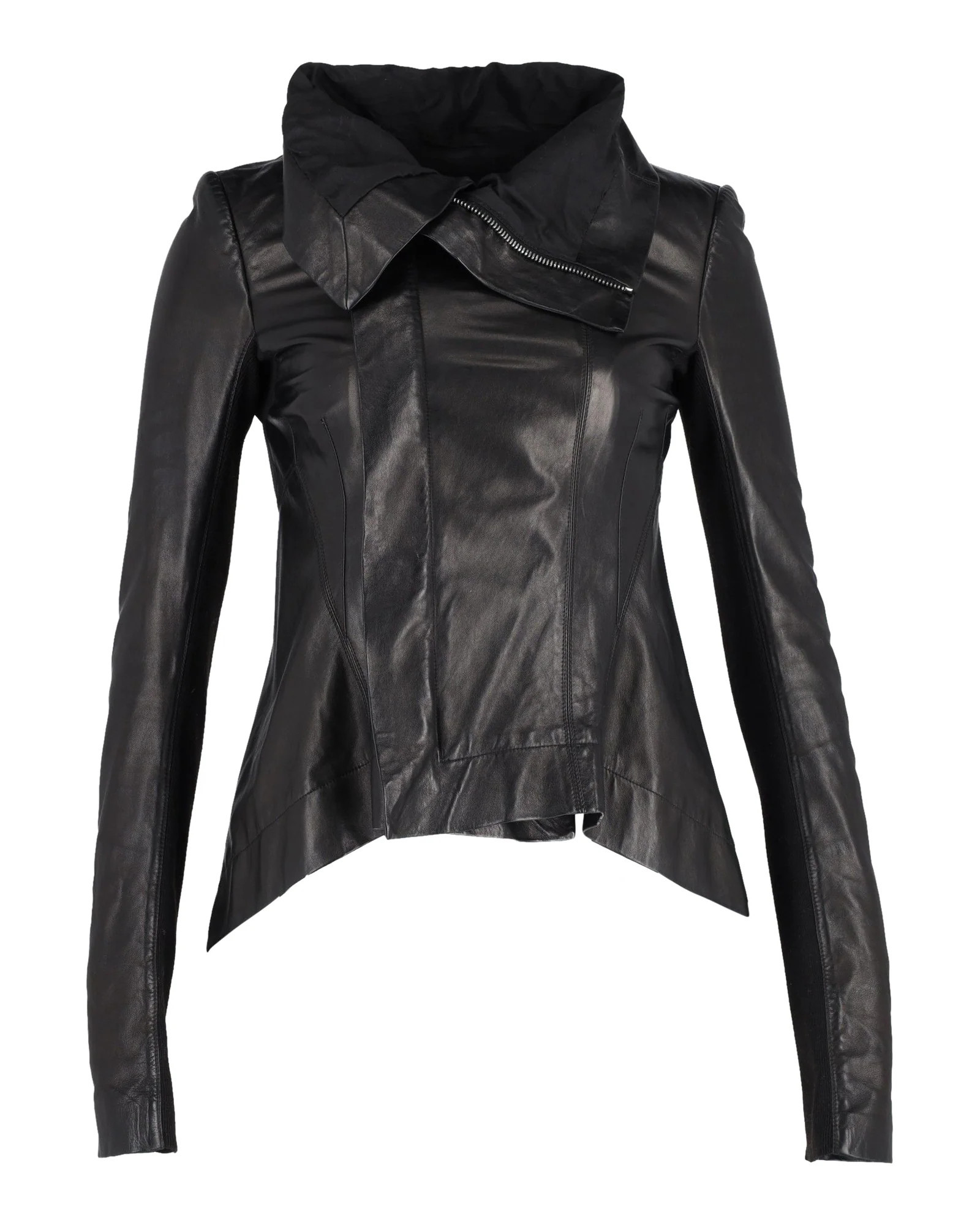 Rick Owens Draped Jacket in Black Leather | Shop Simon