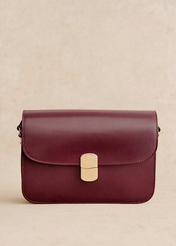 Milo Classic Bag - Glossy Burgundy  - Smooth cowhide leather - Sézane | Sezane Paris - US