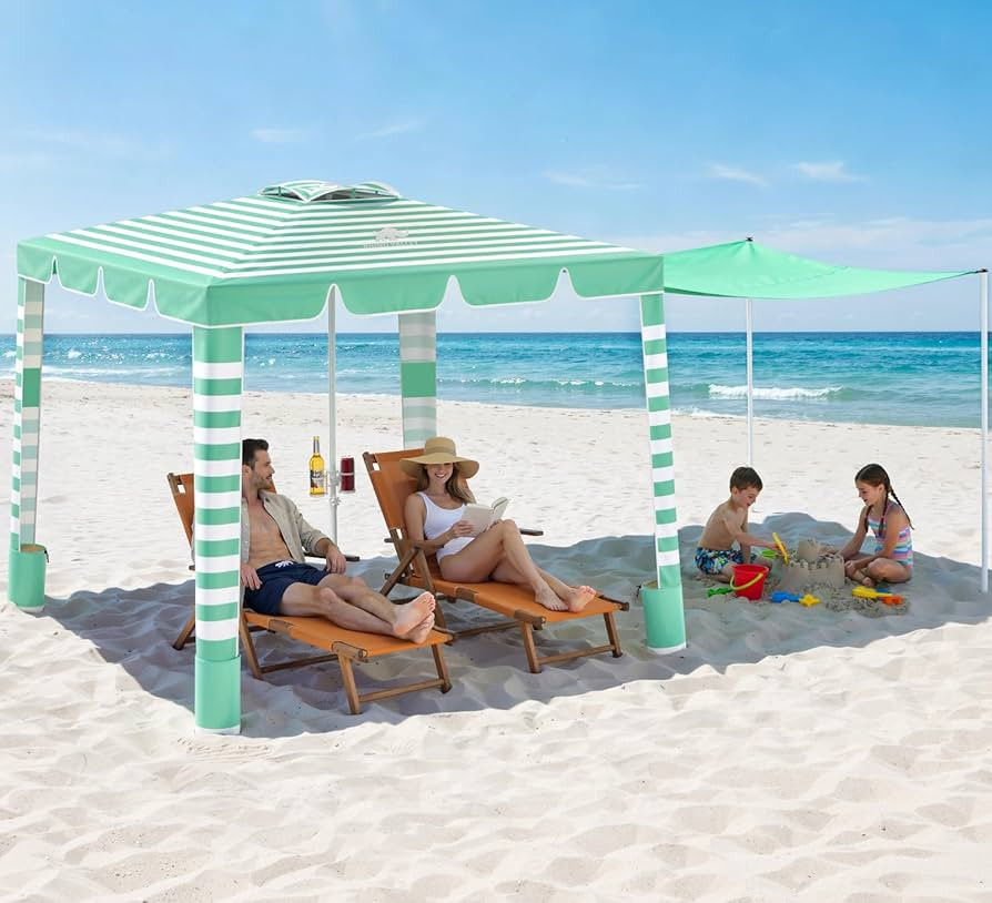 Rhino Valley Beach Cabana, 120 Sq. Ft Beach Canopy UPF50+ Protection, Easy Setup & Adjustable Hei... | Amazon (US)