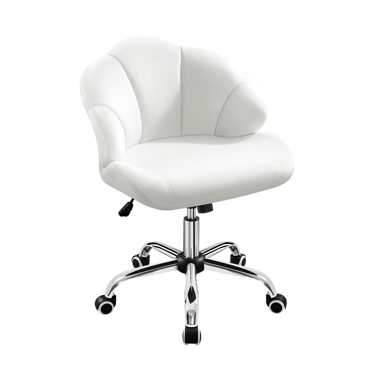 Yaheetech Velvet Desk Chair with Tufted Shell-Shaped Back - White | Macy's