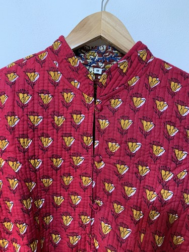NEW Reversible Kantha Jacket Quilted Hand Block Print Cotton Jacket M & L Boho | eBay UK