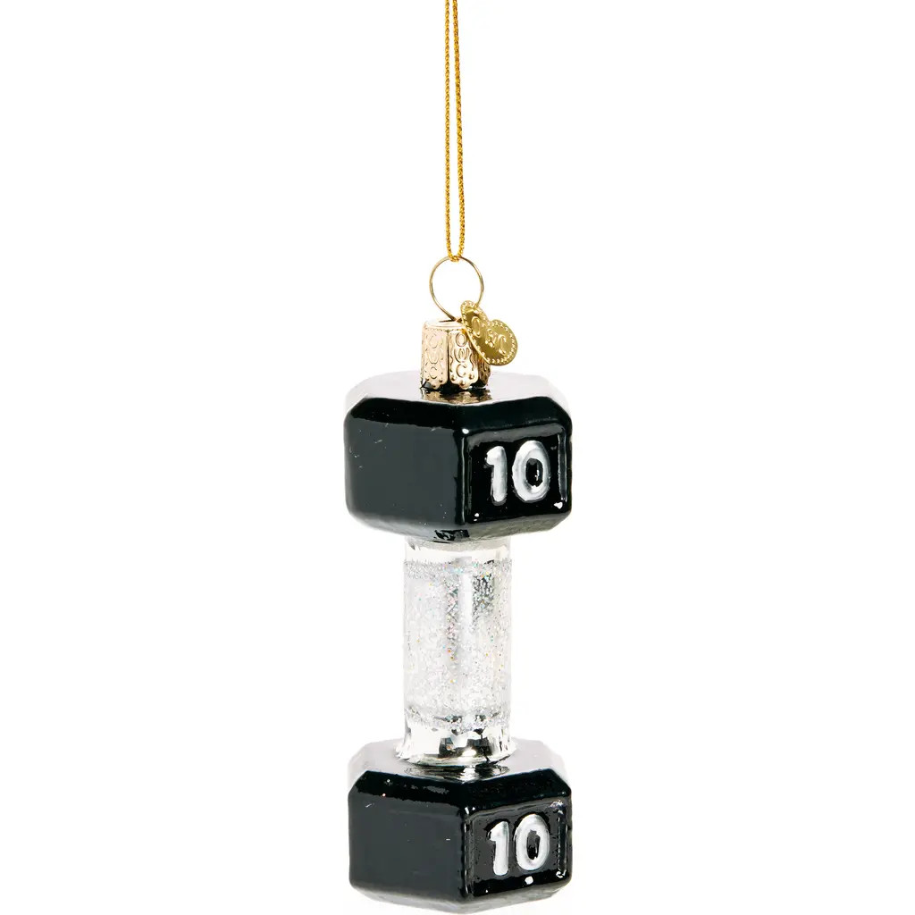 Old World Christmas Dumbbell Glass Ornament in Black/Silver at Nordstrom | Nordstrom