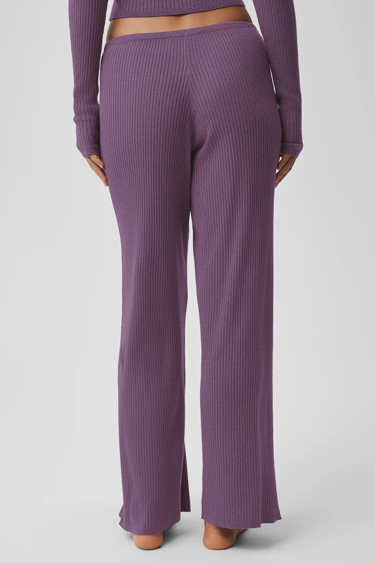 Sweater Knit Mid-Rise Unwind Wide Leg Pant - Plum Kiss | Alo Yoga