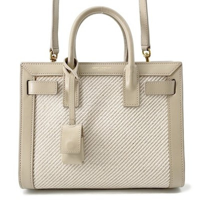 Authenticity GuaranteeSAINT LAURENT PARIS Jour Size Nano Calf Leather/Cotton/Linen Beige/Ivory 40... | eBay US