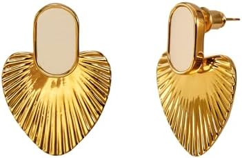 Black/White/Red/Green/Pink/Beige gold earrings for women-24K Gold Plated Heart Statement Earrings... | Amazon (US)
