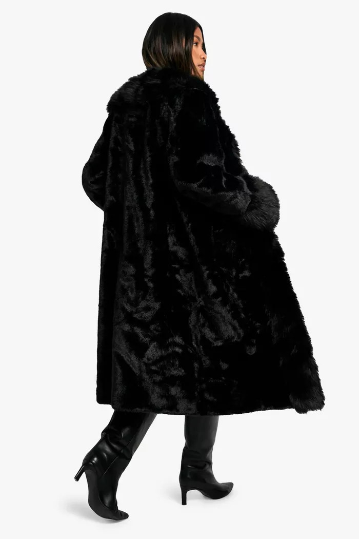 Faux Fur Bonded Midi Coat | boohoo (US & Canada)