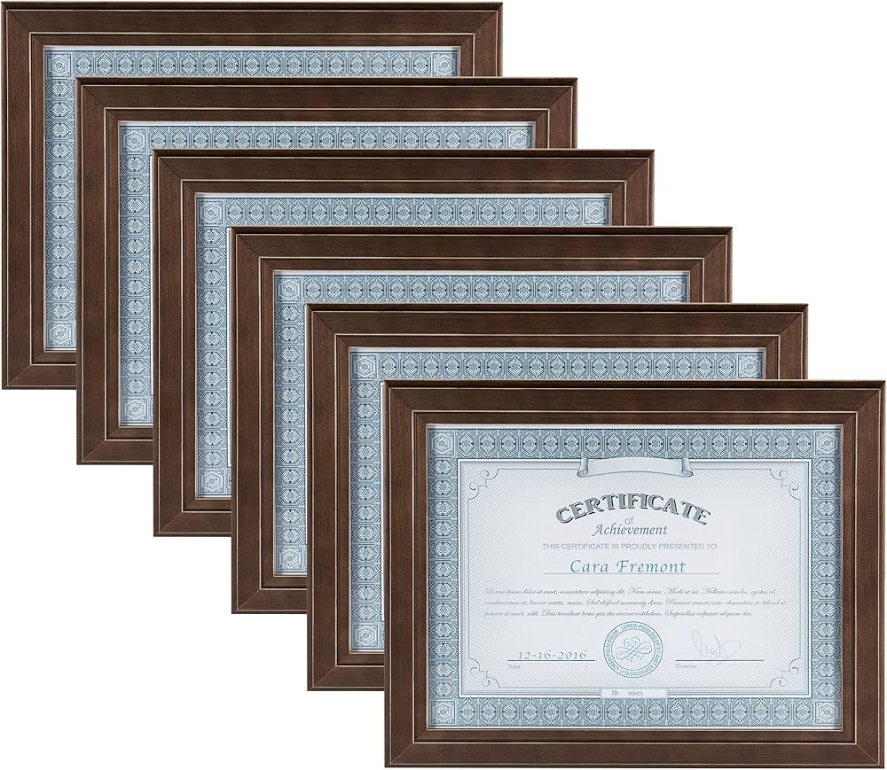 DesignOvation Kieva Solid Wood Document Frames, Distressed Espresso Brown 8.5x11, Pack of 6 | Amazon (US)