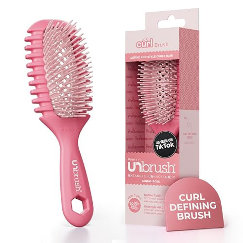 FHI Heat UNbrush Curl Defining Brush — Wavy, Coily, and Curly Hair Brush with DuoFlex Bristles & StyleCurl Handle — for Gentle Detangling & Faster Styling on Wet Hair - Coral Rose | Amazon (US)