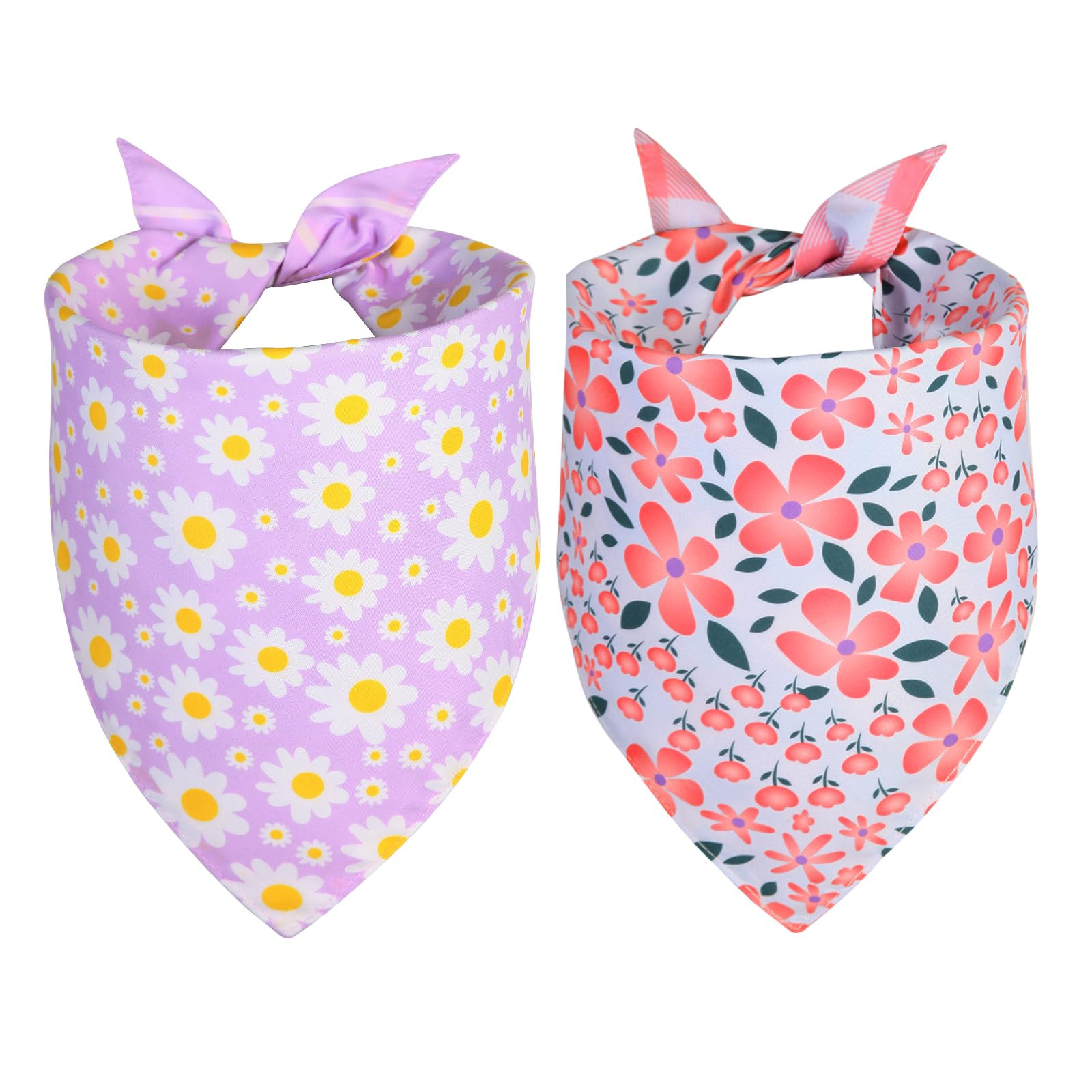 Spring Dog Bandana Girl XLarge 2PCS, Pink Purple Daisy Scarf, Durable Triangle Reversible Bibs Ha... | Amazon (US)