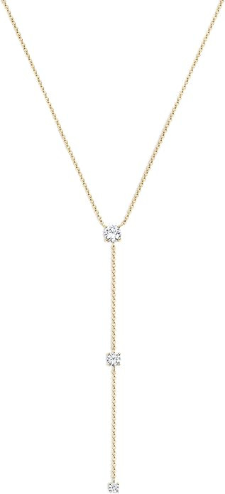 Electric Picks Jade Lariat Necklace for Women, 14k Gold Plated Crystal Drop Y-Necklace, Adjustabl... | Amazon (US)