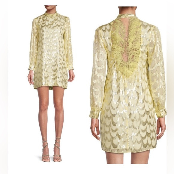 Delfi yellow feather dress | Poshmark