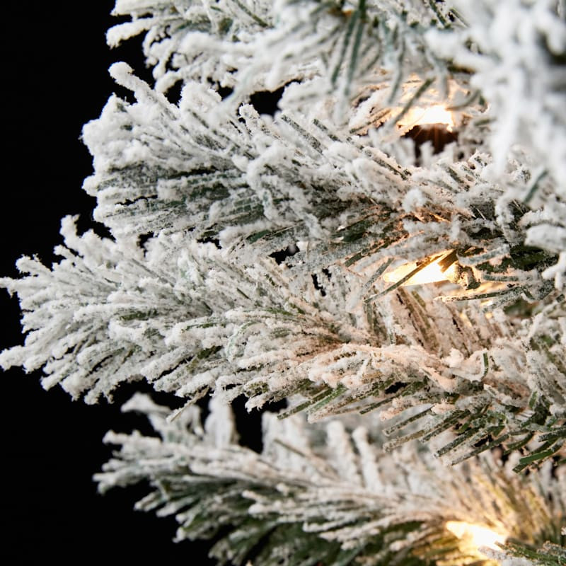 (A27) Pre-Lit LED Flocked Douglas Fir Christmas Tree, 4' | At Home