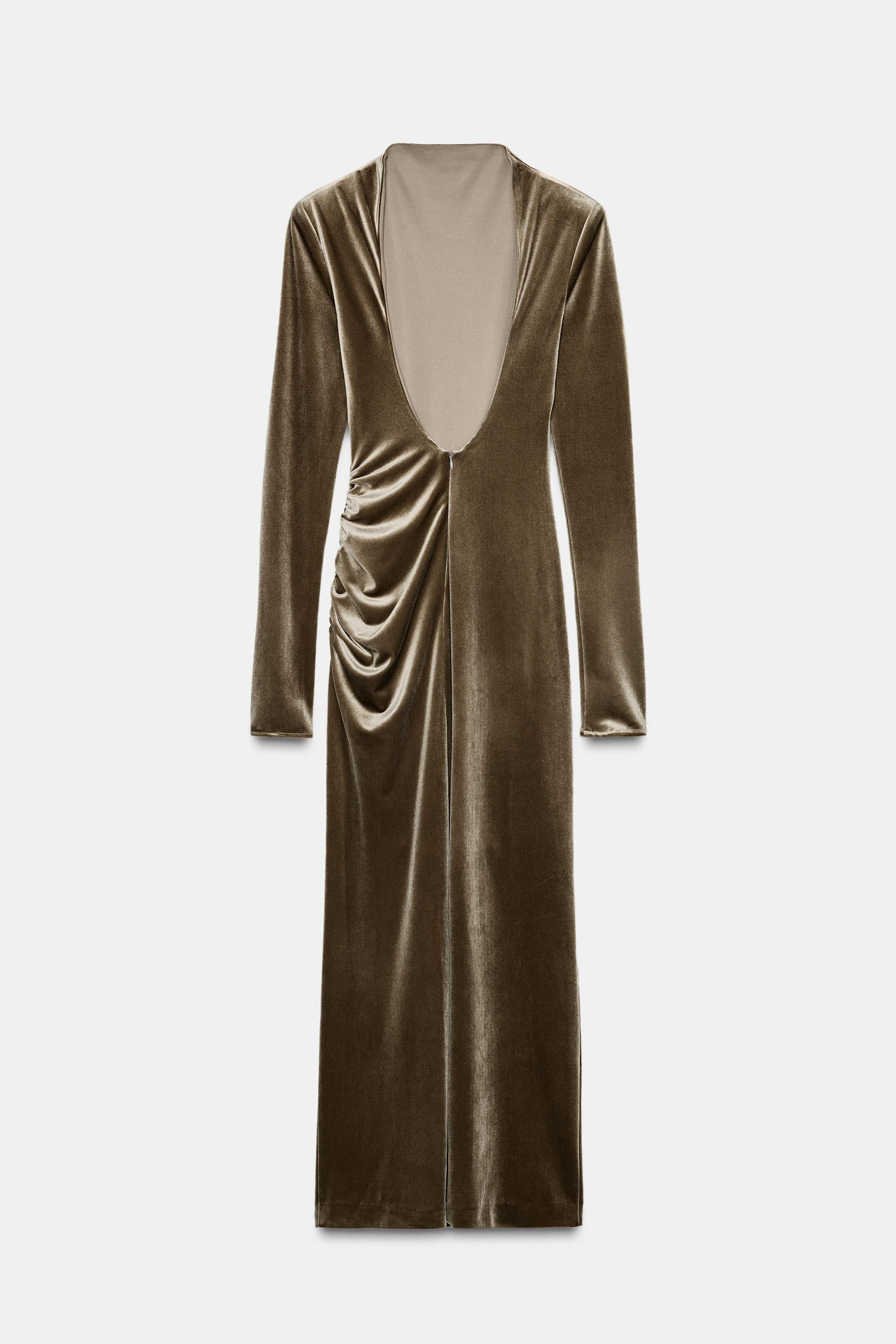 DRAPED VELVET DRESS WITH SHOULDER PADS | Zara UK