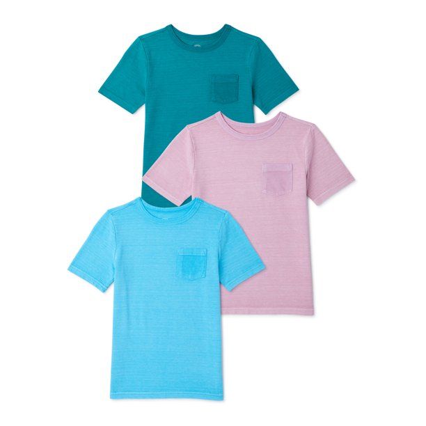 Wonder Nation Boys Jacquard Short Sleeve T-Shirt, 3-Pack, Sizes 4-18 & Husky | Walmart (US)