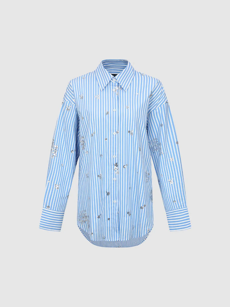 Sequin Detail Loose Fit Shirts | Urban Revivo