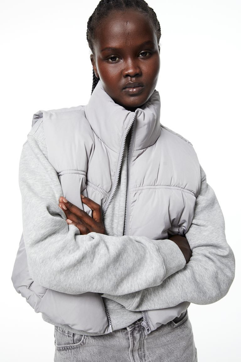 Puffer Vest | Womens Puffer Jacket | Grey Puffer Vest | Fall Fashion 2023 | Hm Outfit |  | H&M (US + CA)